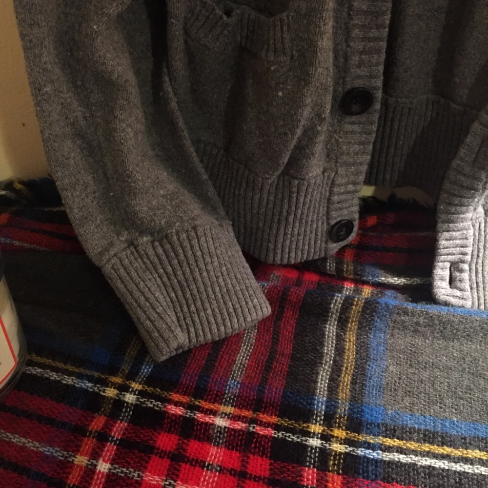 grey cardigan